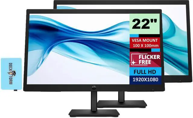 Main image of HP Series 3 Pro 21.45 inch FHD Monitor Bundle With Docztorm Dock, 21.45" FHD IPS (1920x1080) 100Hz Display, VESA Mount (100x100mm), Ideal for Home & Business, 9U5A2AA#ABA (2 Pack)