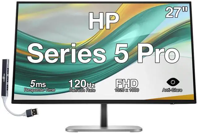 Main image of HP Series 5 Pro 27" FHD IPS Monitor With 5ms Response Time, Anti Glare, Flicker Free, Tilt, Swivel, Pivot, VESA Mount (100mm), Displayport, HDMI & Dockztorm USB Port Expander, Black Color