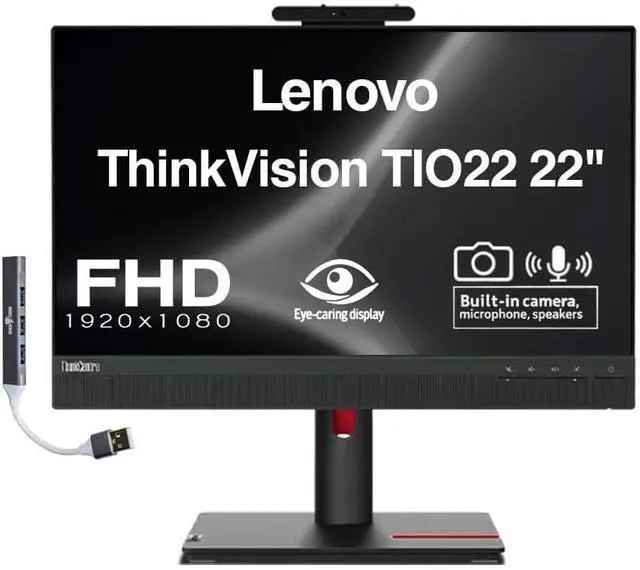Main image of Lenovo ThinkVision TIO22 22" FHD IPS Monitor with 4ms Response Time, Anti-Glare, VESA Mount (100mm), Adjustable Height, Tilt, Swivel, Pivot, HDMI & Dockztorm USB Port Expander (12N8GAR1UZ)