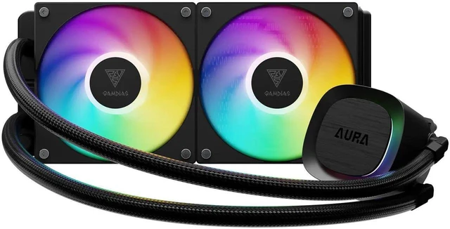 Alt view image 2 of 7 - GAMDIAS Velztorm AURA GL240 V2 240mm Black ARGB Liquid CPU Cooler, Dual PWM Fans, Copper Base, Intel & AMD Compatible, 30 ARGB Effects (Renewed)