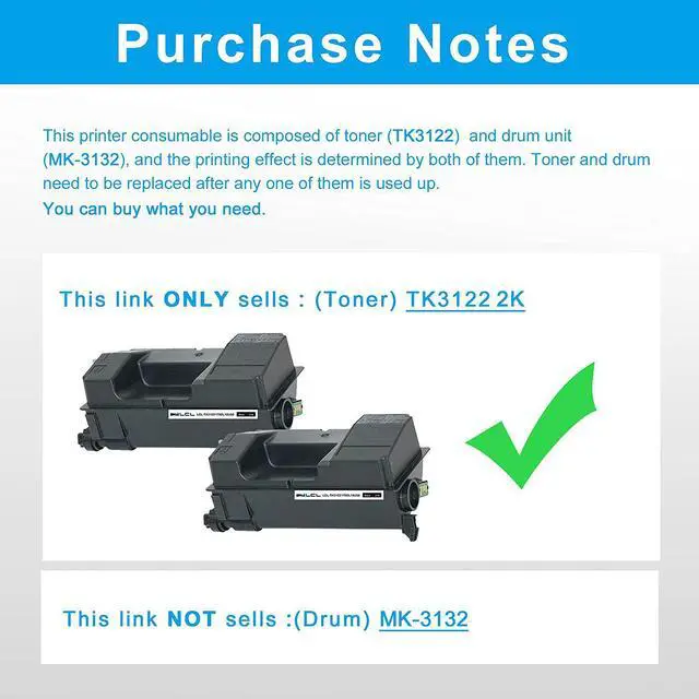 Alt view image 2 of 6 - Ennovor LCL Compatible Toner Cartridge Replacement for Kyocera TK3122 TK-3122 1T02L10US0 ECOSYS M3550idn FS-4200DN (2-Pack Black)