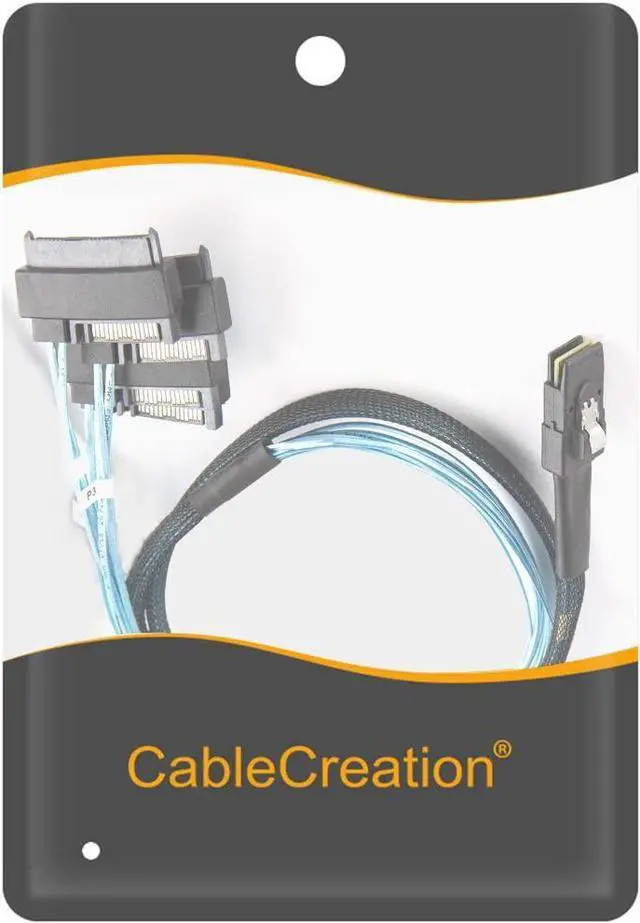 Alt view image 6 of 6 - Mini SAS Cable with SATA Power, CableCreation Internal Mini SAS 36 Pin to 4 x 29 Pin Cord with SATA Power, SFF-8087 to SFF-8482 Cable, 3.3 FT
