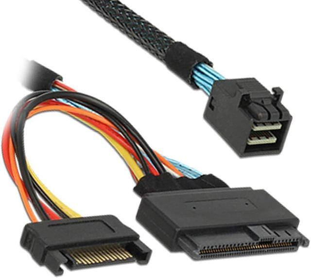 Alt view image 2 of 6 - CableDeconn Internal 12G Mini SAS HD to U.2 / SFF-8643 to SFF-8639 Cable 0.5m with 15Pin SATA Power for U.2 SSD