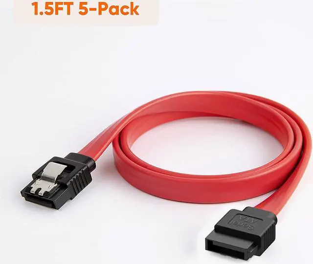 Alt view image 7 of 7 - SATA III Cable, CableCreation [5-Pack] 18-inch SATA III 6.0 Gbps 7pin Female to Female Data Cable with Locking Latch, Red