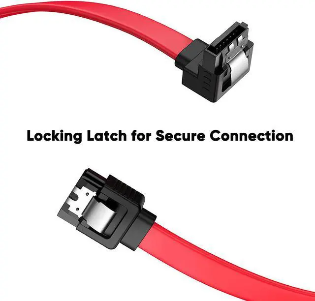 Alt view image 4 of 7 - SATA III Cable, CableCreation [2-Pack] 8-inch SATA III 6.0 Gbps 7pin Female to Down Angle Female Data Cable with Locking Latch, Red