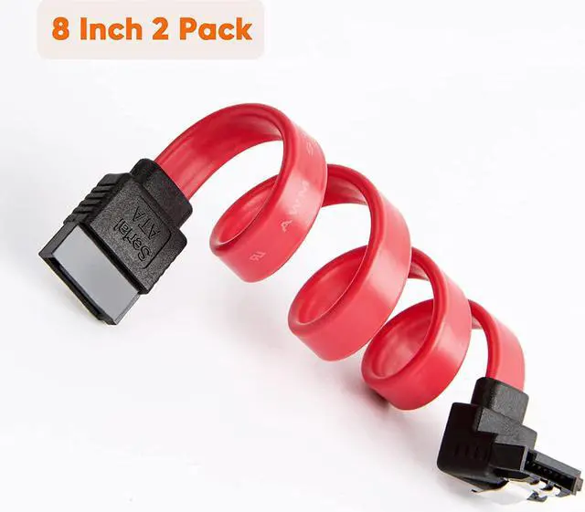 Alt view image 7 of 7 - SATA III Cable, CableCreation [2-Pack] 8-inch SATA III 6.0 Gbps 7pin Female to Down Angle Female Data Cable with Locking Latch, Red