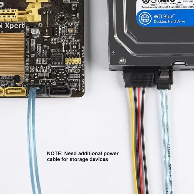 Alt view image 6 of 7 - CableCreation SATA III Cable, [5-Pack] 18-inch SATA III 6.0 Gbps 7pin Female Straight to Straight Angle Female Data Cable with Locking Latch, 1.5 FT Blue