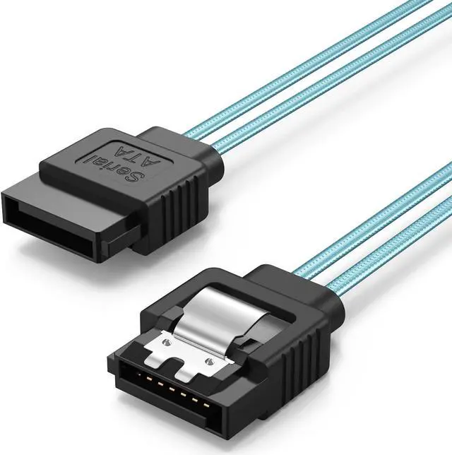 Main image of CableCreation SATA III Cable, [5-Pack] 18-inch SATA III 6.0 Gbps 7pin Female Straight to Straight Angle Female Data Cable with Locking Latch, 1.5 FT Blue