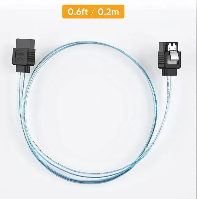 Alt view image 7 of 7 - CableCreation SATA III Cable, [5-Pack] 8-inch SATA III 6.0 Gbps 7pin Female Straight to Straight Angle Female Data Cable with Locking Latch, 0.6 FT Blue