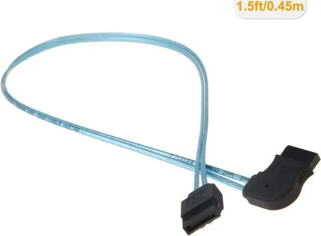Alt view image 2 of 5 - CableCreation SATA III Cable, [5-Pack] 18-inch SATA III 6.0 Gbps 7pin Female Straight to Right Angle Female Data Cable with Locking Latch, 1.5FT Blue