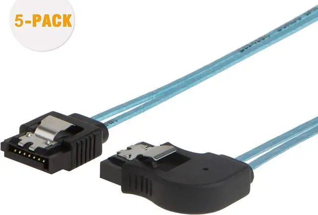 Alt view image 5 of 5 - CableCreation SATA III Cable, [5-Pack] 18-inch SATA III 6.0 Gbps 7pin Female Straight to Right Angle Female Data Cable with Locking Latch, 1.5FT Blue