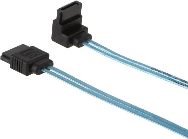 Alt view image 3 of 5 - CableCreation SATA III Cable, [5-Pack] 18-inch SATA III 6.0 Gbps 7pin Female Straight to Down Angle Female Data Cable with Locking Latch, 1.5 FT Blue