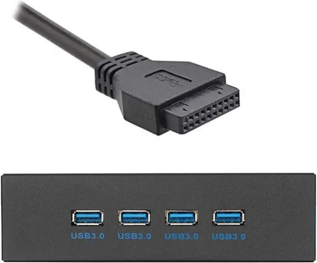 Alt view image 5 of 7 - JSER USB 3.0 HUB 4 Ports HUB Front Panel to Motherboard 20Pin 19Pin Header Connector Cable Compatible for 5.25" CD-ROM Bay