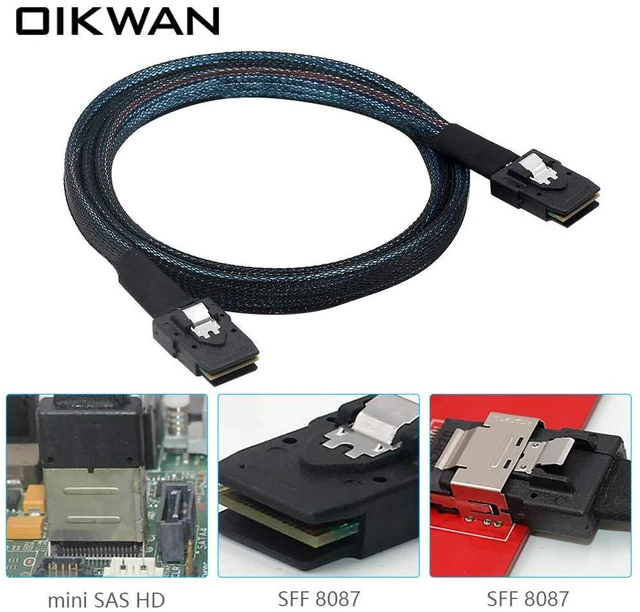 Alt view image 3 of 7 - Internal Mini SAS to Mini SAS Cable, SFF8087 36 Pin to SFF8087 36Pin Data Cable Male Cord for Server, Raid Controller, SAS/SATA HBA, Data Storage System-1.6FT