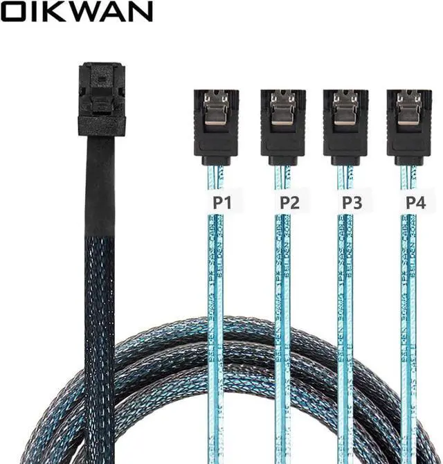 Alt view image 2 of 5 - South City Mall Internal HD Mini SAS to 4XSATA Cable,1.6ft SFF-8643 Host to 4X SATA Target Cable Compatible with Raid Controller Hard Drive