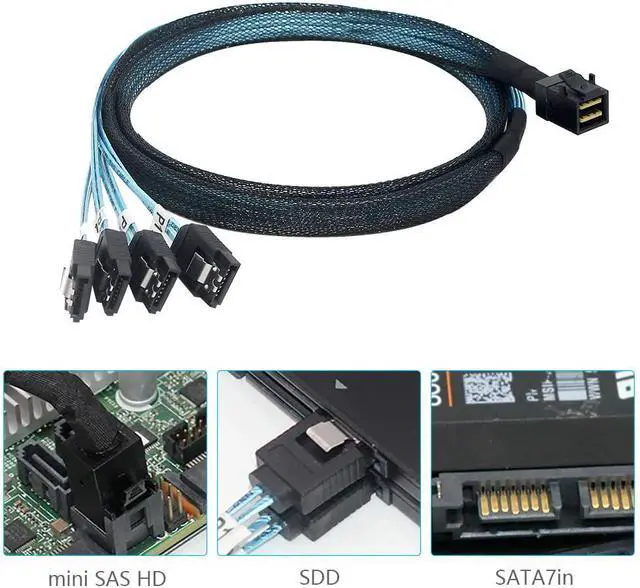Alt view image 3 of 5 - South City Mall Internal HD Mini SAS to 4XSATA Cable,1.6ft SFF-8643 Host to 4X SATA Target Cable Compatible with Raid Controller Hard Drive