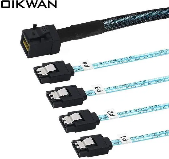 Alt view image 4 of 5 - South City Mall Internal HD Mini SAS to 4XSATA Cable,1.6ft SFF-8643 Host to 4X SATA Target Cable Compatible with Raid Controller Hard Drive