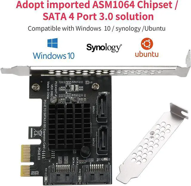 Alt view image 2 of 7 - PCIe SATA Card 4 Ports,SATA III 6 Gbps Controller Expansion Card, ASM1064/SATA 3.0 Non-Raid,with Low Profile Bracket
