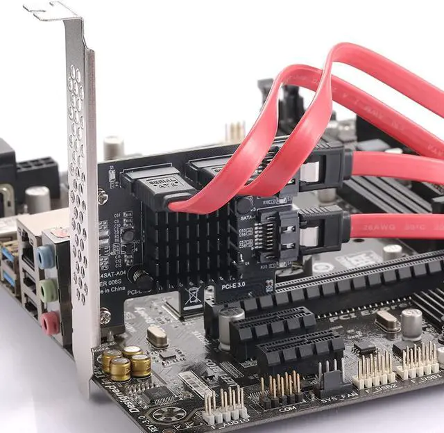 Alt view image 5 of 7 - PCIe SATA Card 4 Ports,SATA III 6 Gbps Controller Expansion Card, ASM1064/SATA 3.0 Non-Raid,with Low Profile Bracket