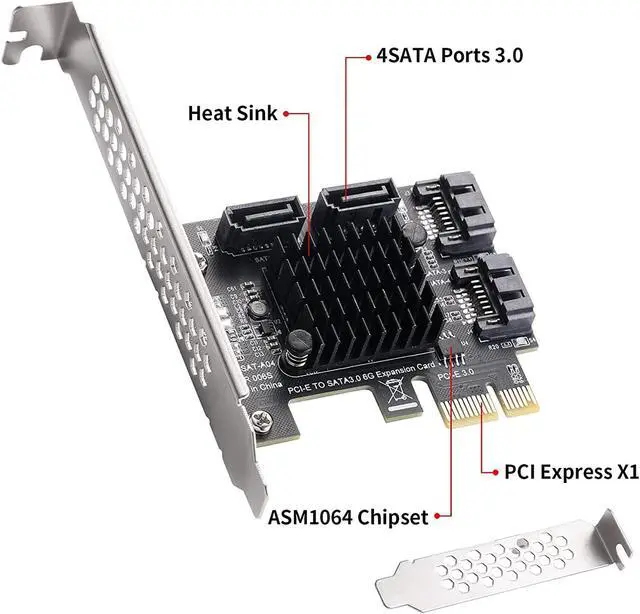 Alt view image 6 of 7 - PCIe SATA Card 4 Ports,SATA III 6 Gbps Controller Expansion Card, ASM1064/SATA 3.0 Non-Raid,with Low Profile Bracket