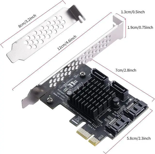 Alt view image 7 of 7 - PCIe SATA Card 4 Ports,SATA III 6 Gbps Controller Expansion Card, ASM1064/SATA 3.0 Non-Raid,with Low Profile Bracket