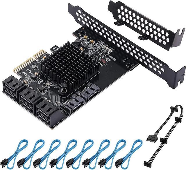 BEYIMEI PCIe 4X SATA Card 8 Ports SATA 3.0 Non-Raid,with 8 SATA Cables,Power Splitter Cable and Low Profile Bracket（Chip:ASM1166 6 Gbps SATA 3.0 PCIe Card,PCIe to SATA Controller Expansion Card 