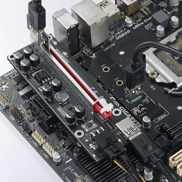 Alt view image 4 of 7 - MZHOU PCI-E 1X to 16X Riser Card with M.2 to PCI-E X1 NGFF Slot NVME Adapter Card,for Bitcoin Crypto Mining Ethereum MiningBlack