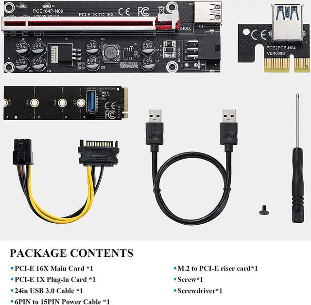 Alt view image 7 of 7 - MZHOU PCI-E 1X to 16X Riser Card with M.2 to PCI-E X1 NGFF Slot NVME Adapter Card,for Bitcoin Crypto Mining Ethereum MiningBlack