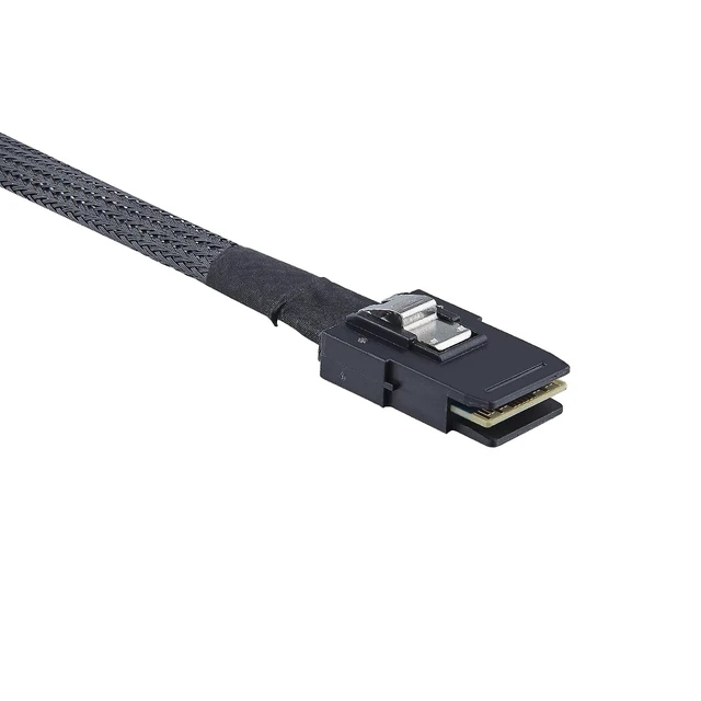 Alt view image 2 of 7 - SFF-8087 to SFF-8087 6G Internal Mini SAS Cable for Server Backplane/RAID Card, Hot-Swap Ready with SATA Compatibility, 100-Ohm, Straight to Right Angle, 0.5-m(1.6ft)