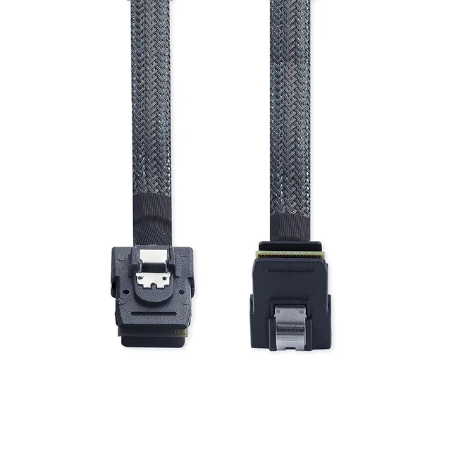 Alt view image 6 of 7 - SFF-8087 to SFF-8087 6G Internal Mini SAS Cable for Server Backplane/RAID Card, Hot-Swap Ready with SATA Compatibility, 100-Ohm, Straight to Right Angle, 0.5-m(1.6ft)