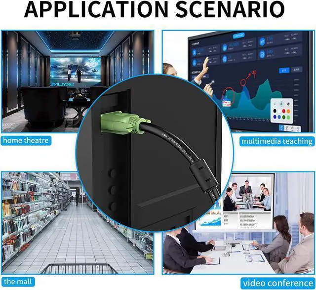 Alt view image 7 of 7 - XXONE 25ft VGA Cable - Male to Male, 15 Pin Gold-Plated Connectors, 1080P HD - Compatible with Computer, Laptop, Monitor, Projector, Gaming, HDTV, DVD (Black)
