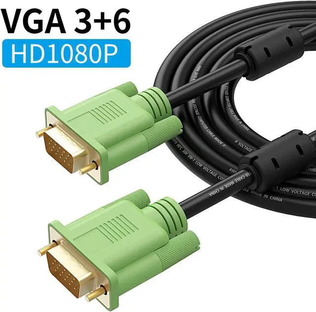 Alt view image 2 of 7 - XXONE 25ft VGA Cable - Male to Male, 15 Pin Gold-Plated Connectors, 1080P HD - Compatible with Computer, Laptop, Monitor, Projector, Gaming, HDTV, DVD (Black)