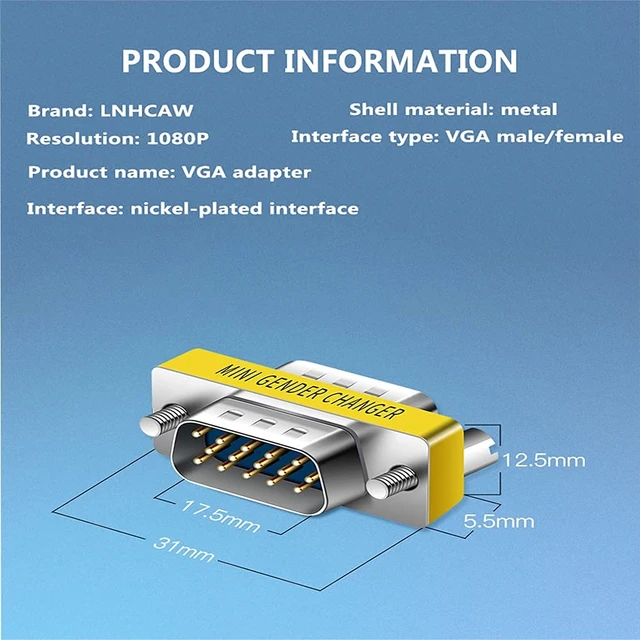 Alt view image 7 of 7 - Slimline VGA HD15 Gender Changer -Zero Modem Adapter VGA Coupler for 2 displays-F/F-M/M (2 Two CombinationM-M F-F)