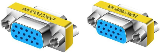 Main image of VGA Female to Female Adapter 2-Pack HD15 Gender Changer Coupler for Monitor Projector Display (2 Female to Female)