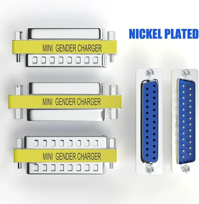 Alt view image 5 of 7 - 6-Pack DB25 25Pin Female to Female Male to Male Mini Gender Changer Coupler Adapter RS232 Serial Cable Connector