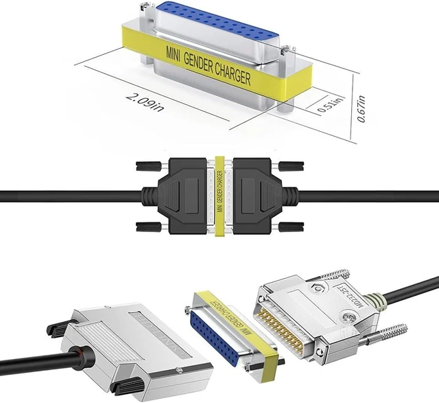 Alt view image 6 of 7 - 6-Pack DB25 25Pin Female to Female Male to Male Mini Gender Changer Coupler Adapter RS232 Serial Cable Connector