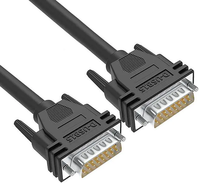 Alt view image 2 of 7 - DB15 Male to Male Cable Foil Shielding and Tinned Copper Braid 5 Foot Black D-SUB 15 PIN RS232 Serial Cable 26AWG (5feet /1.5M, Male to Male)