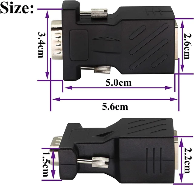 Alt view image 2 of 7 - VGA to RJ45 Adapter,RJ45 Female to VGA 15-Pin Male Port Cat5 Cat6 Cat7 Ethernet Support 720P, 1080I, 1080P Video Transmission for Multimedia Video (2Pack-Male)