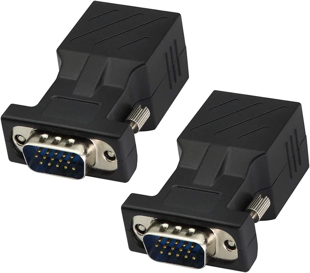 Alt view image 4 of 7 - VGA to RJ45 Adapter,RJ45 Female to VGA 15-Pin Male Port Cat5 Cat6 Cat7 Ethernet Support 720P, 1080I, 1080P Video Transmission for Multimedia Video (2Pack-Male)