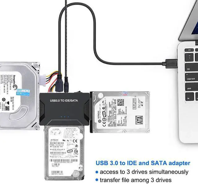 Alt view image 5 of 7 - USB to SATA IDE HDD Adapter - USB 3.0 Cable to 2.5 3.5 SATA IDE Hard Drive Converter for Windows 10/8/ 7/XP Mac Internal to External Laptop SSD Reader Kit File Data Transfer Conversion Cord