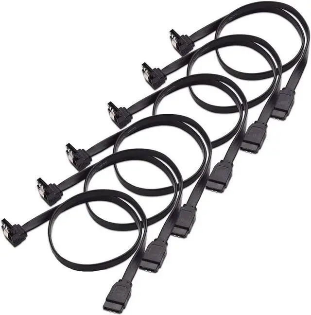 Main image of 6 Pack 90 Degree Right-Angle SATA III Cable 6.0 Gbps with Locking Latch for SATA HDD, SSD, CD Driver, CD Writer, 16-Inch