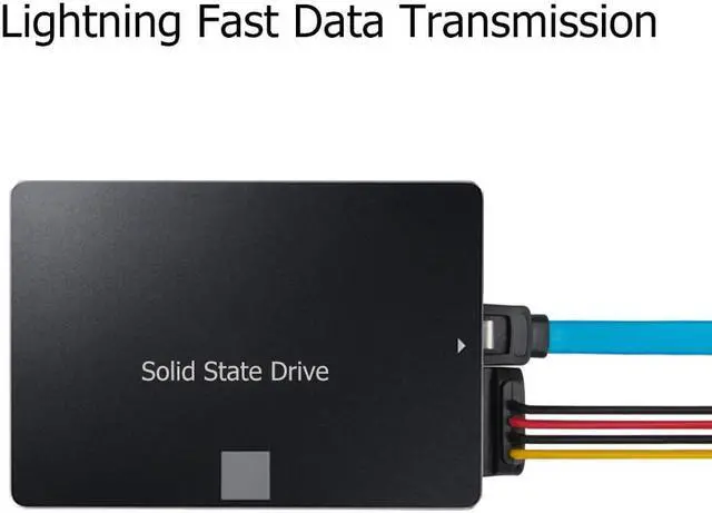 Alt view image 3 of 7 - findTop Set of 6, SATA Power Splitter Cord and SATA III Cable 6.0 Gbps, Straight and 90 Degree SATA 3.0 Cable, SATA 15 Pin Male to 2xSATA 15 Pin Power Splitter Cable