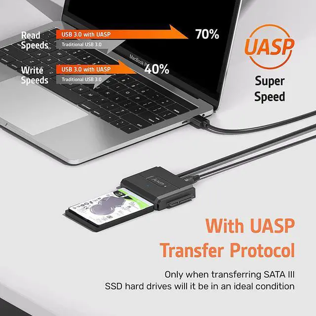 Alt view image 4 of 7 - USB 3.0 to IDE SATA Converter for Universal 2.5 & 3.5 inches SATA HDD SDD & IDE HDD Drives Data Transfer Rates up to 5Gbps Adapter