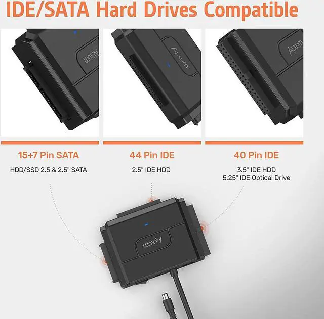 Alt view image 7 of 7 - USB 3.0 to IDE SATA Converter for Universal 2.5 & 3.5 inches SATA HDD SDD & IDE HDD Drives Data Transfer Rates up to 5Gbps Adapter