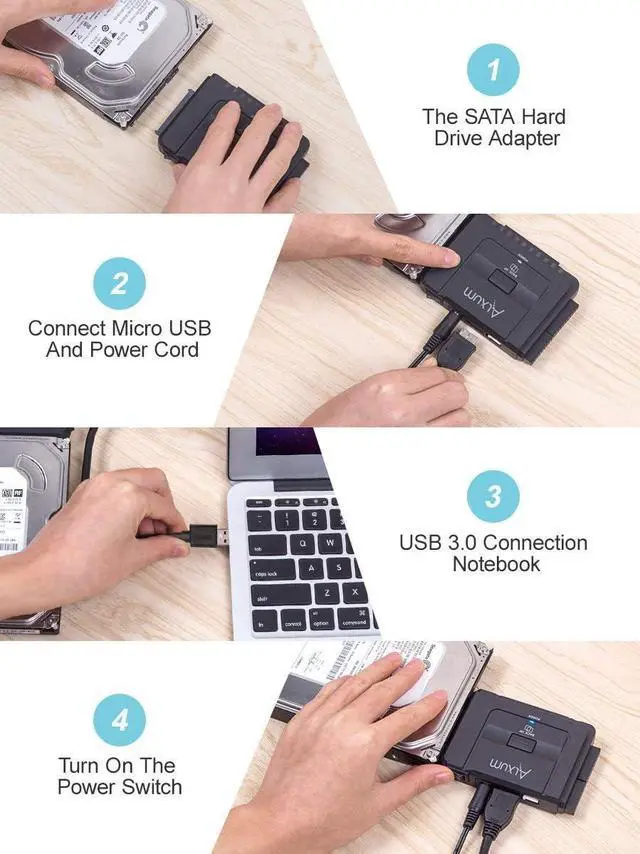 Alt view image 5 of 6 - Alxum SATA IDE to USB 3.0 Hard Drive Adapter with Power, IDE to SATA Adapter External Hard Disk Reader for 2.5 / 3.5 inch IDE