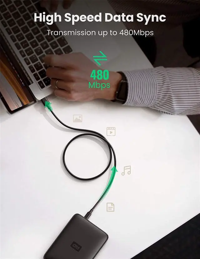 Alt view image 4 of 7 - UGREEN Mini USB Cable, A-Male to Mini-B Cord USB 2.0 Charger Cable Compatible with GoPro Hero 3+, PS3 Controller, Digital Camera, Dash Cam, MP3 Player, GPS Receiver, Garmin Nuvi GPS, SatNav, PDA 3FT