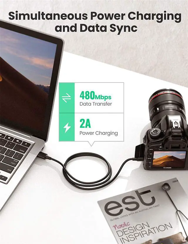 Alt view image 5 of 7 - UGREEN Mini USB Cable, A-Male to Mini-B Cord USB 2.0 Charger Cable Compatible with GoPro Hero 3+, PS3 Controller, Digital Camera, Dash Cam, MP3 Player, GPS Receiver, Garmin Nuvi GPS, SatNav, PDA 3FT
