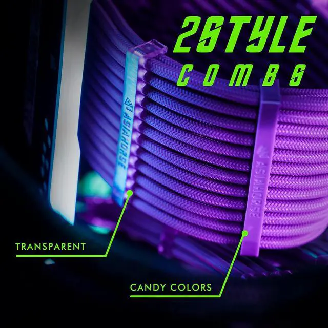 Alt view image 6 of 7 - AsiaHorse 18AWG PSU Cable Extension Sleeved Custom Mod GPU PC Audio Video Power Supply Soft Braided Cables with Two Color Comb Kit 24P/8P to 6+2P/ 8P to 4+4P 30CM