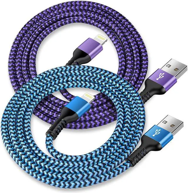 Main image of USB A to Lightning Cord 2Pack/3Ft Nylon Braided iPhone Charger Cable  Approved Fast Charging Power Wire for iPhone 14 14 Pro Max 13 Pro Max 13Pro 13 13 Mini 12 11 10 XR XS X 8 Plus 7 6 6s