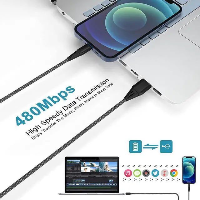 Alt view image 4 of 7 - Long iPhone Charger Cord 20FT (6M) [Apple MFi Certified] Extra Long iPhone Cable Fast Apple Charger Cable Nylon Braided USB Lightning Cable 2.4A for iPhone 14 13 12 Pro Mini 11 Pro X